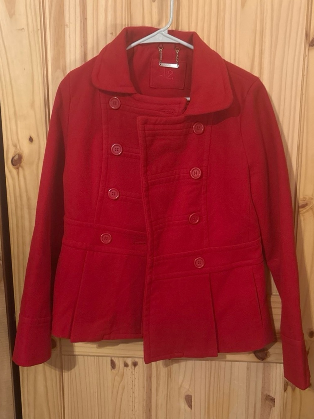Red Women's Double-Breasted Wool Jacket
